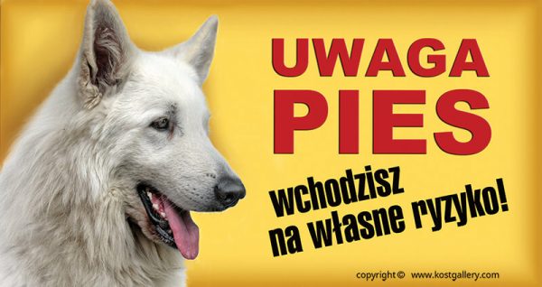 WHITE SWISS SHEPHERD DOG 02 - Tabliczka 28x15cm